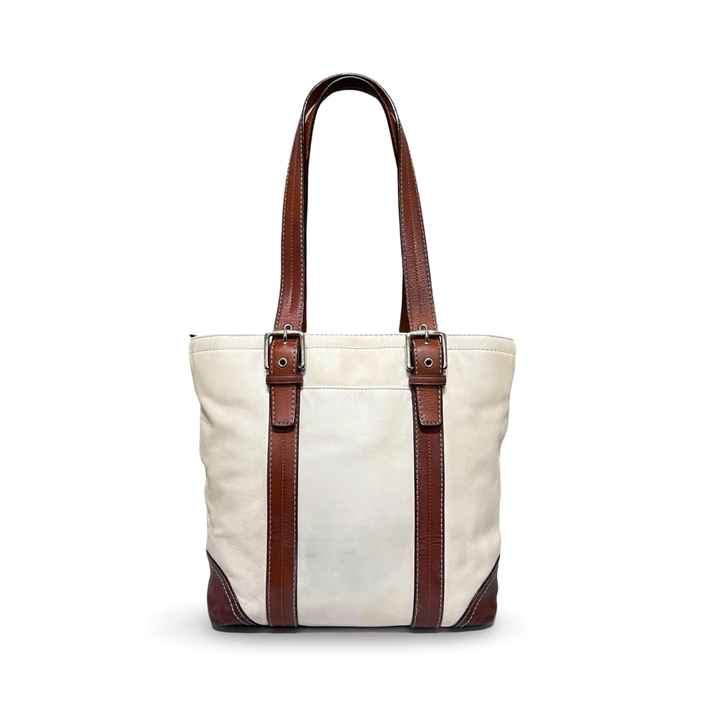 Coach Cream and Brown Leather Tote